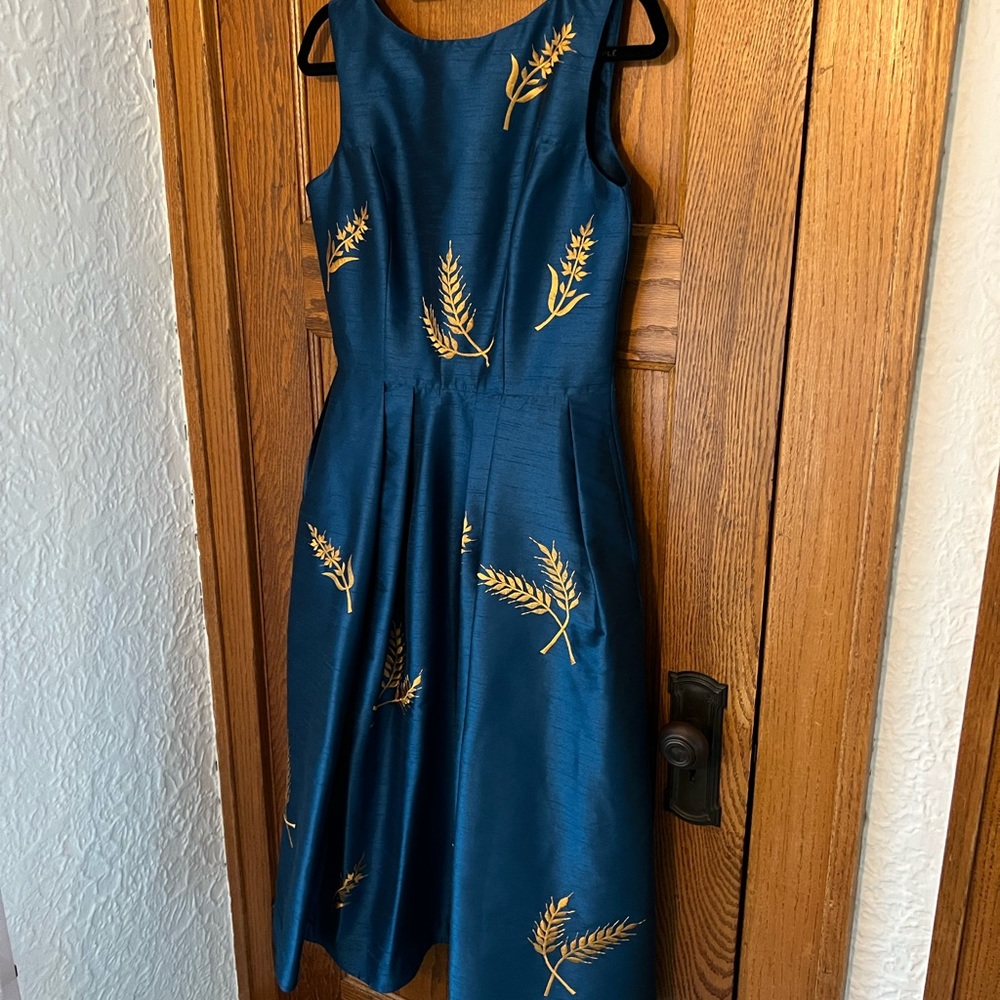 Teal and Gold Cocktail Dress